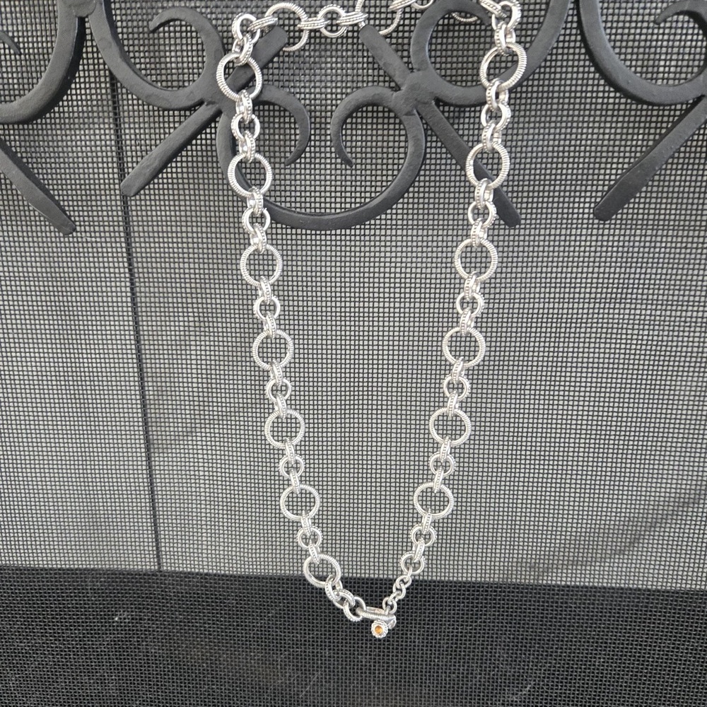 Judith Ripka 925 Sterling Silver Textured Rolo Link Chain 20 in.